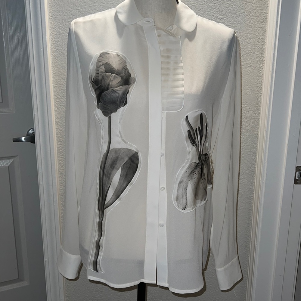 Anne Fontaine Silk White Blouse Sz 38